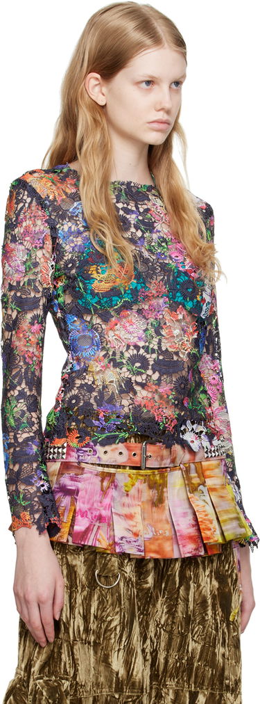 Sveter Collina Strada Collina Strada Gardenia Floral Lace Long Sleeve Top Rôznofarebný | XX3256 FLORAL CROCHET, 1