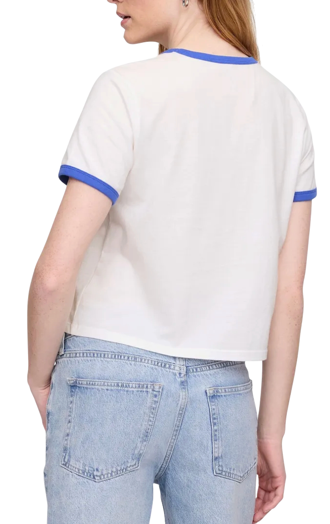 Crop Top GAP Ringer Crop T-Shirt Sport 1969 Biela | 781556-01, 1