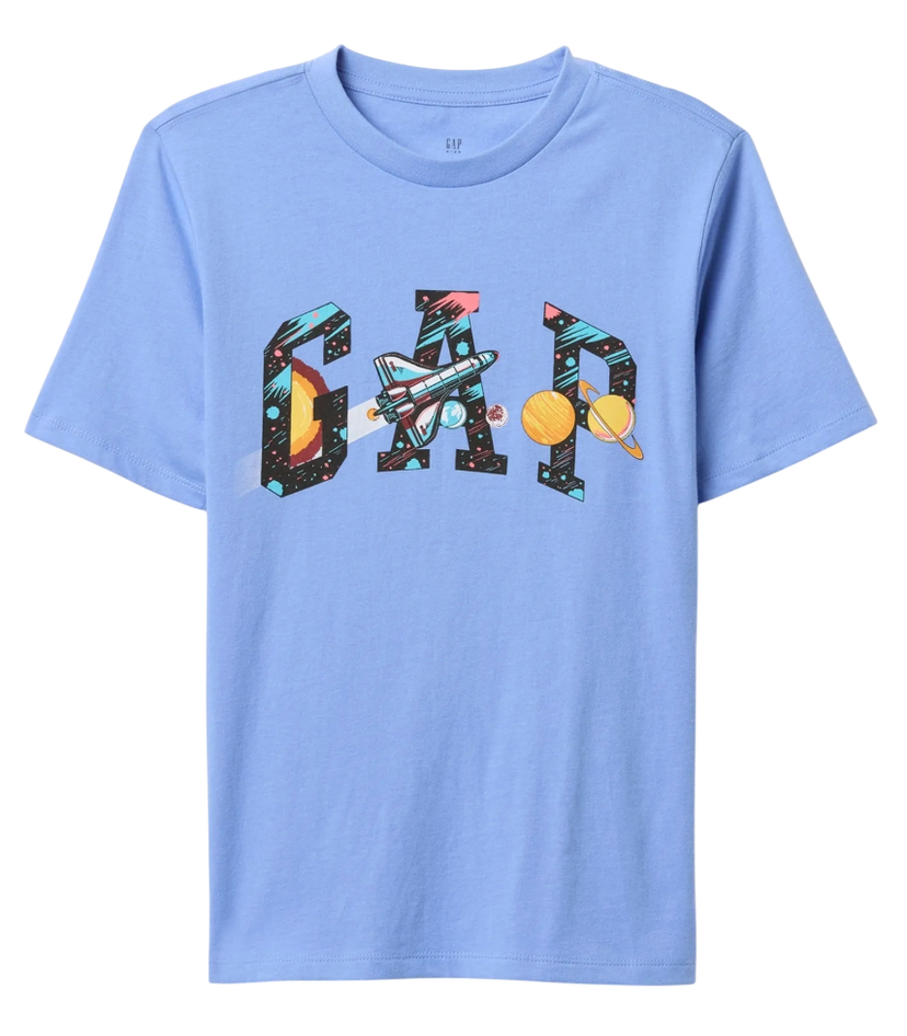 Tričko GAP T-Shirt Space-Themed Lettering Modrá | 745879-00