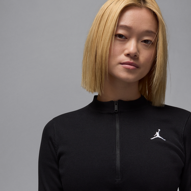 Šaty Jordan Jordan Knit Long Sleeve Half-Zip Dress Čierna | HF9477-010, 2