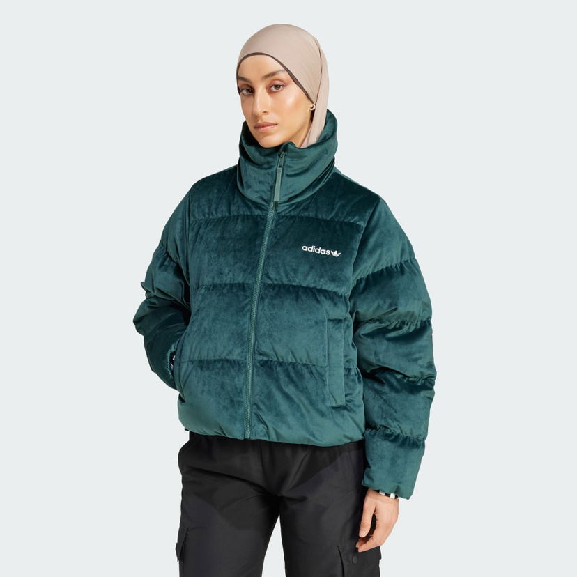 Prešívaná bunda adidas Performance Regen Velvet Down Puffer Zelené | IW8438