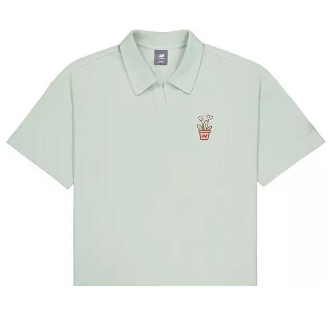 Polo tričko New Balance Light Blue Polo Shirt with Potted Plant Embroidery Zelené | NFE26112-MT