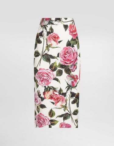 Sukňa Dolce & Gabbana Dolce & Gabbana Rose-Print Cotton Jacquard Calf-Length Skirt Rôznofarebný | F4CVPTFSRQJHA5IG, 0