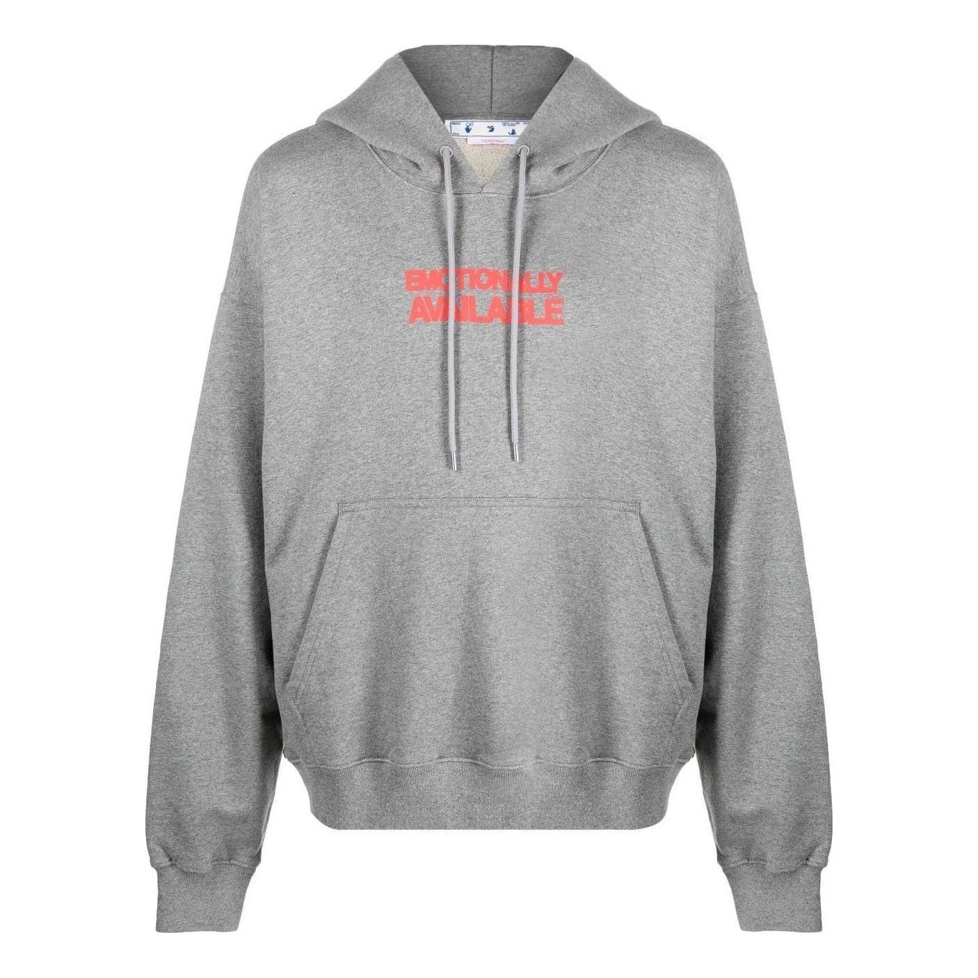 Mikina Off-White Slogan Print Hoodie Šedá | OMBB085F22FLE0070825, 0