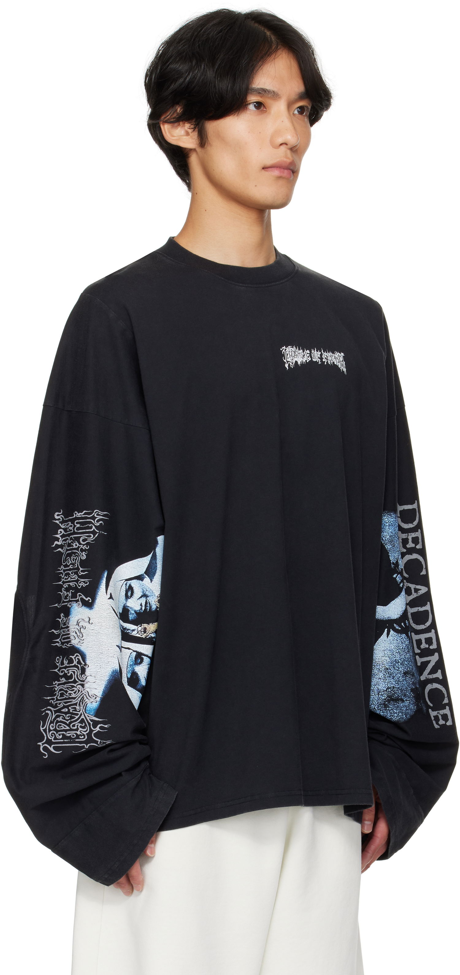 Tričko VETEMENTS Vetements Cradle of Filth 'Decadence' Cut-Up Longsleeve T-Shirt Čierna | UCF76LS980B, 1