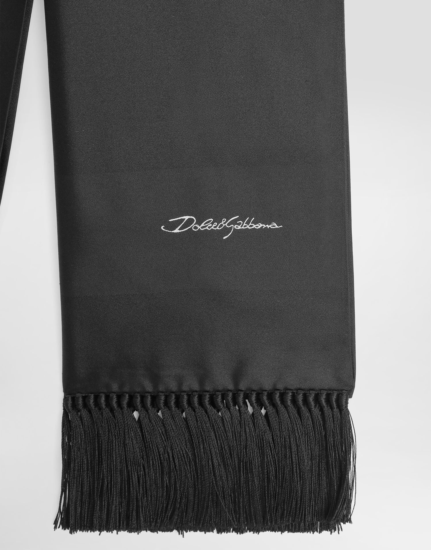 Šál Dolce & Gabbana Dolce & Gabbana Jacquard Satin Scarf with Tassels Čierna | GQ386EG0UB6N0000, 1
