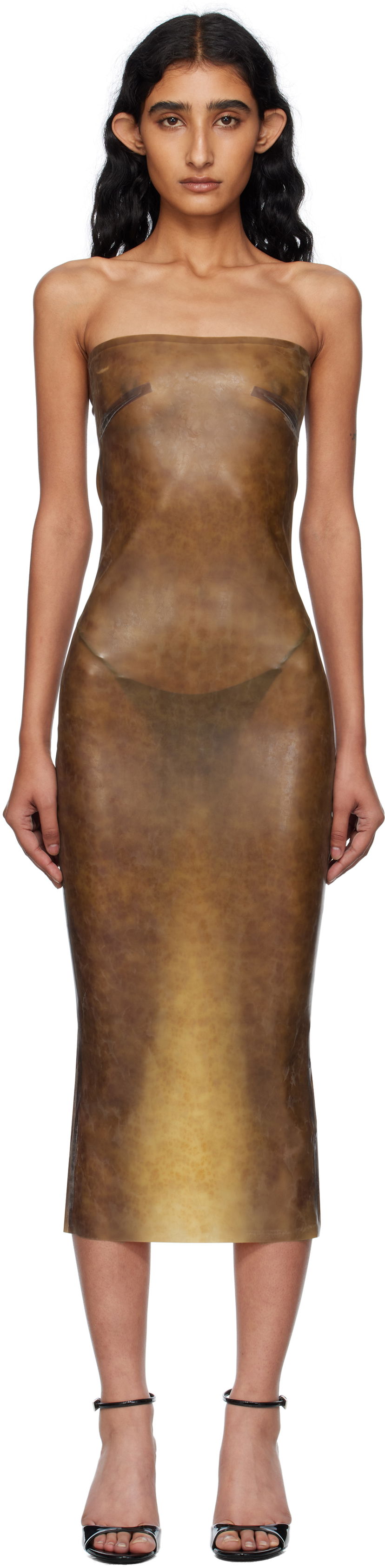 Šaty Miaou Miaou Lila Latex Midi Dress Hnedá | 5025LTXLEO