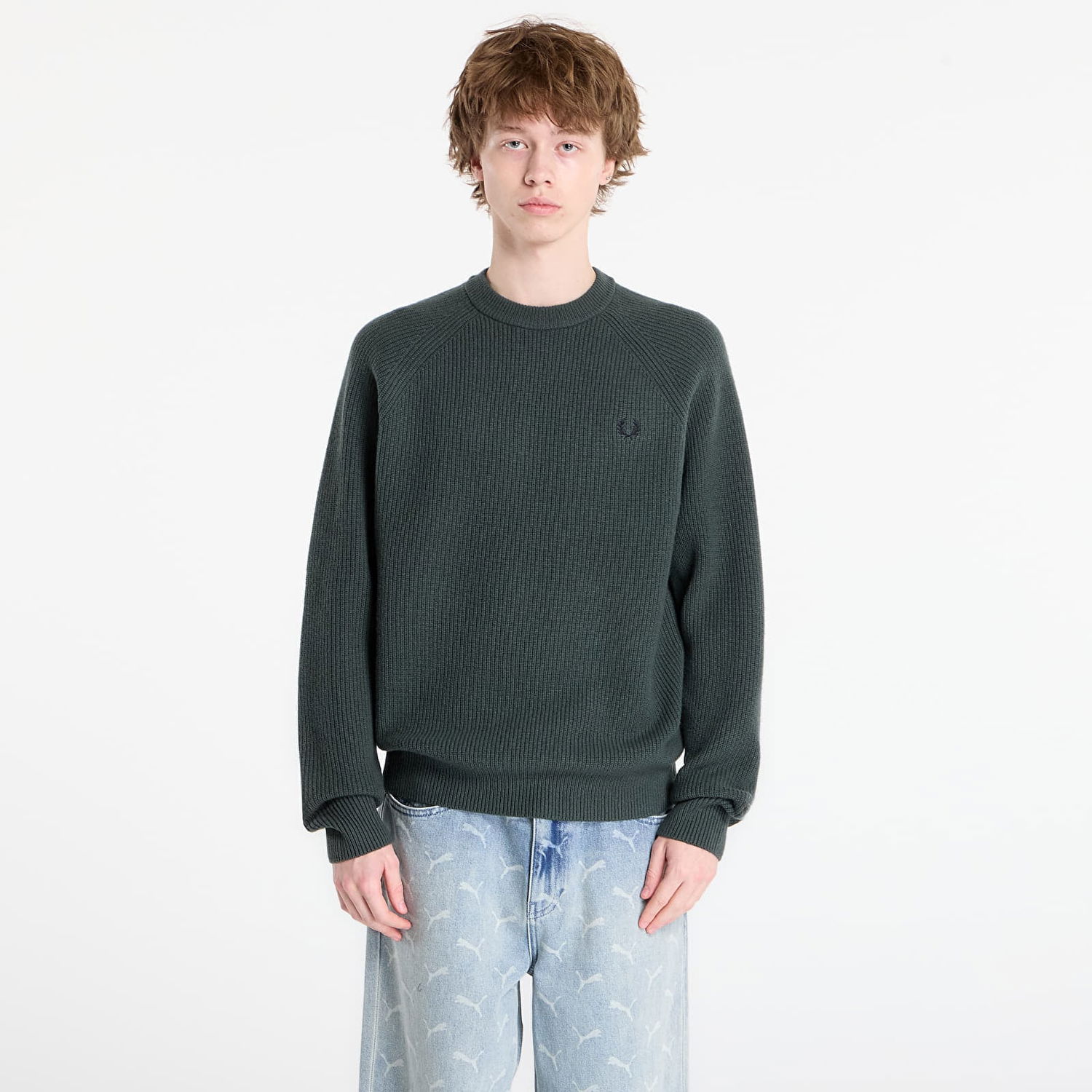 Sveter Fred Perry Lambswool Raglan Jumper Zelené | K1548 X89, 0