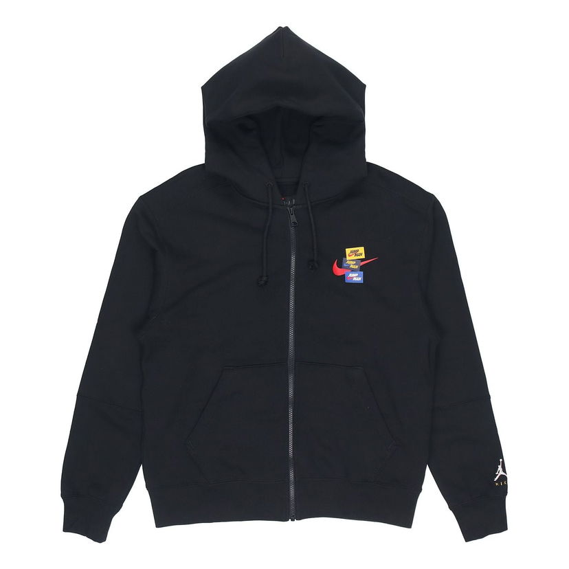 Mikina Jordan Air Jordan Woven Label Logo Hooded Jacket Čierna | DH7727-010