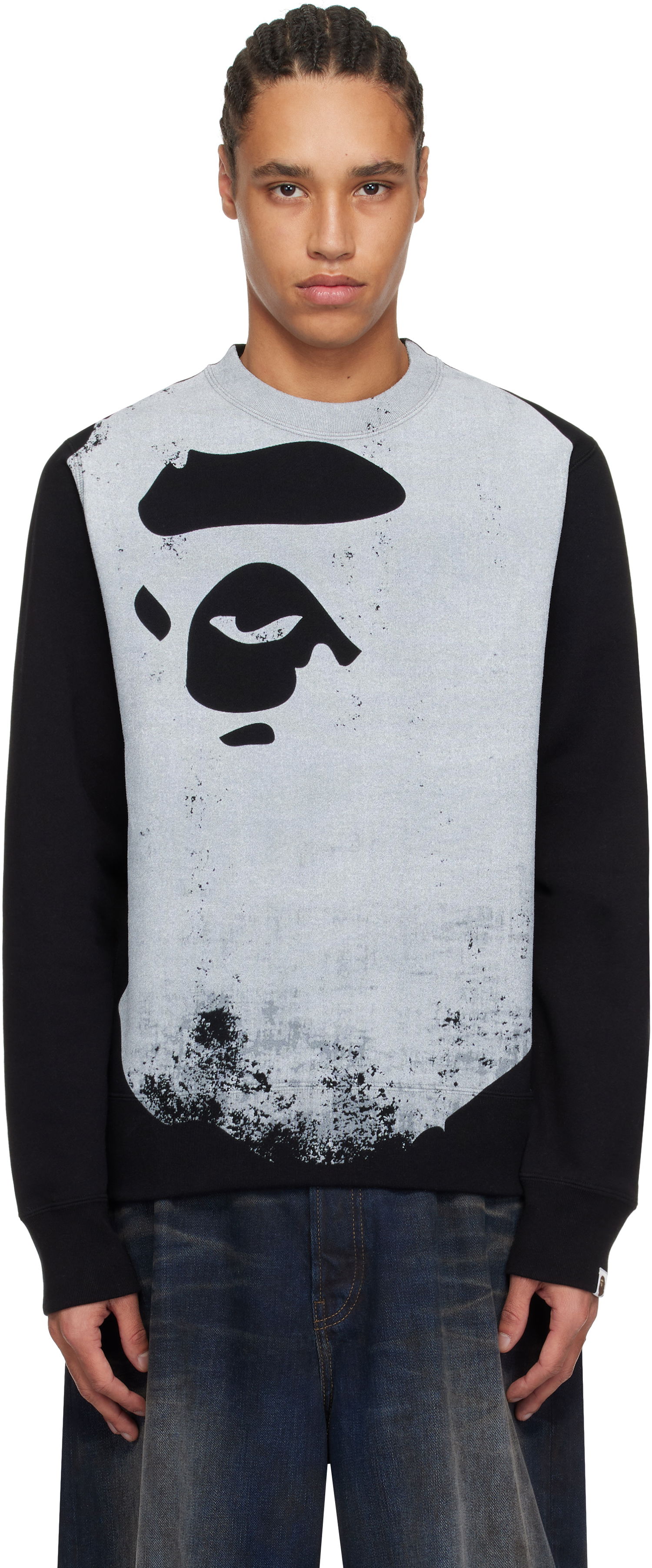 Sveter BAPE A Bathing Ape Ape Head Over Print Sweatshirt Šedá | 001SWK801006M, 0