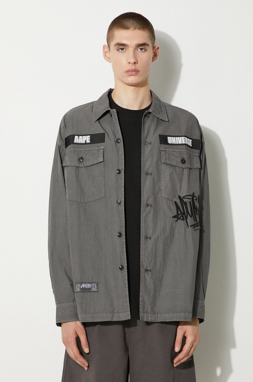 Košeľa AAPE by A Bathing Ape AAPE Regular Fit Shirt with Classic Collar Šedá | AAPSTM8481XXM, 0