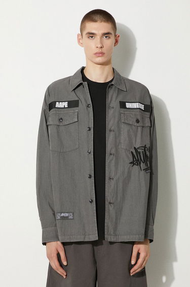 Košeľa AAPE by A Bathing Ape AAPE Regular Fit Shirt with Classic Collar Šedá | AAPSTM8481XXM, 0