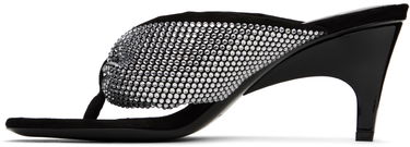 Starostlivosť o obuv The Attico Attico Rem Crystal-Embellished Heeled Thong Sandals Čierna | 236WS756 TL08, 2