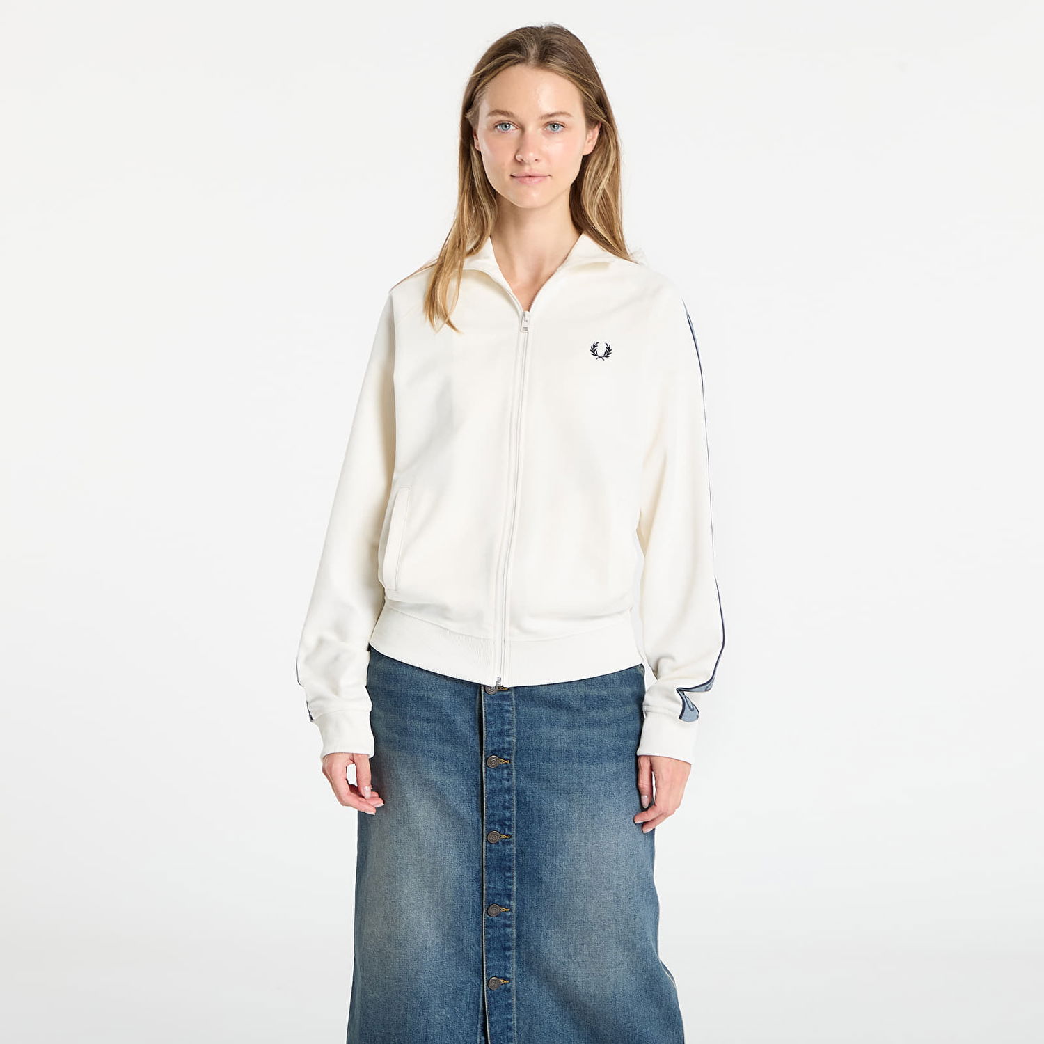 Bunda Fred Perry Fred Perry Contrast Tape Track Jacket Biela | J5557 729, 0