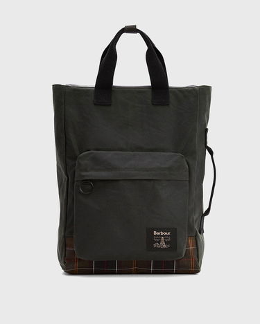 Tote bag Barbour Waxed Field Tote Bag with Plaid Base and Front Pocket Zelené | UBA0714SG91, 2