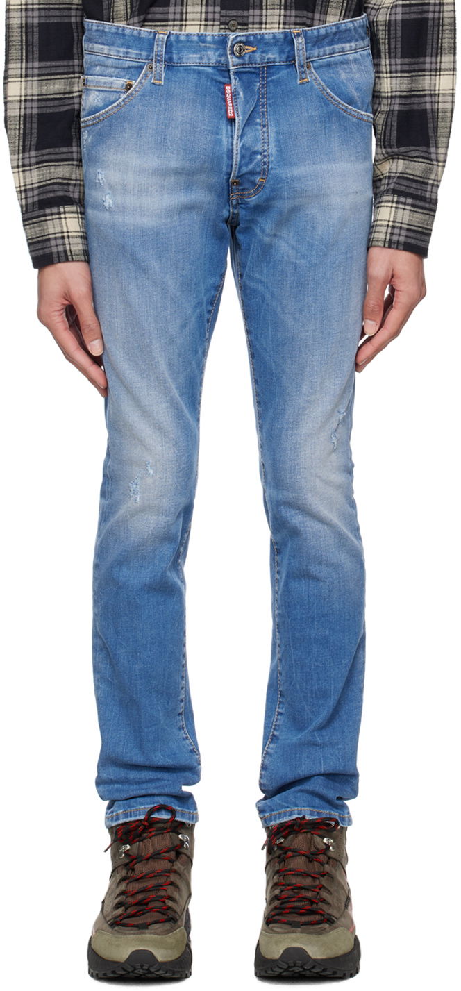 Džínsy DSQUARED2 Cool Guy Slim Fit Distressed Jeans Modrá | S71LB1229_S30789, 0
