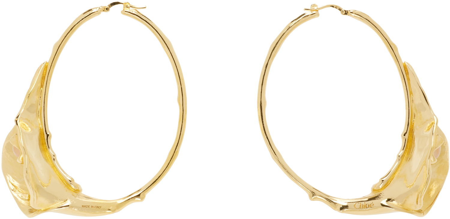 Náušnice CHLOÉ 'The Chloé Flower Soul' Sculptural Hoop Earrings Metalická | CH26SJE18PIN, 0