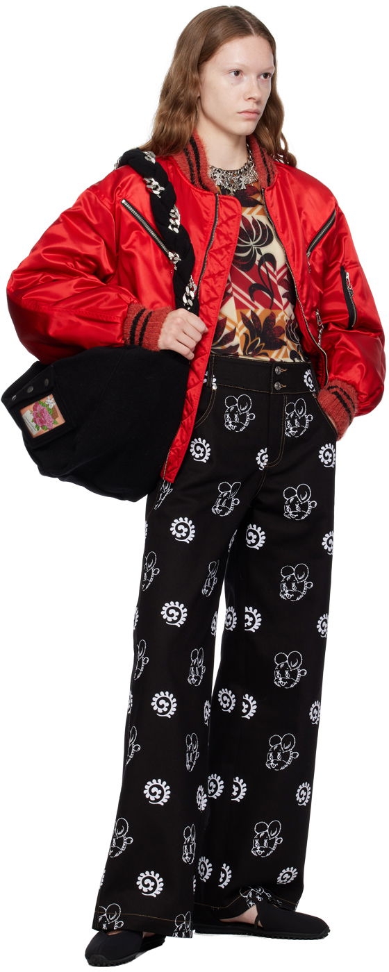 Chopova Lowena Flocked Wide-Leg Jeans