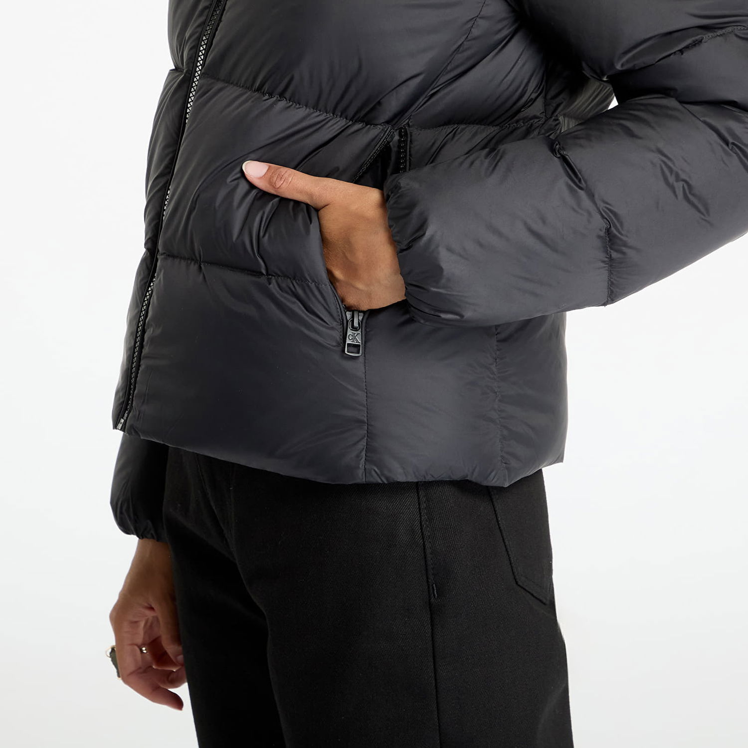 Prešívaná bunda CALVIN KLEIN Jacket Jeans Mw Down Short Puffer Jacket Black XS Čierna | J20J223571 BEH, 1