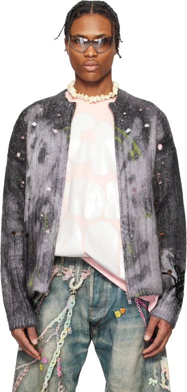 Sveter Acne Studios Acne Studios Printed Knit Cardigan Šedá | B60356-, 0