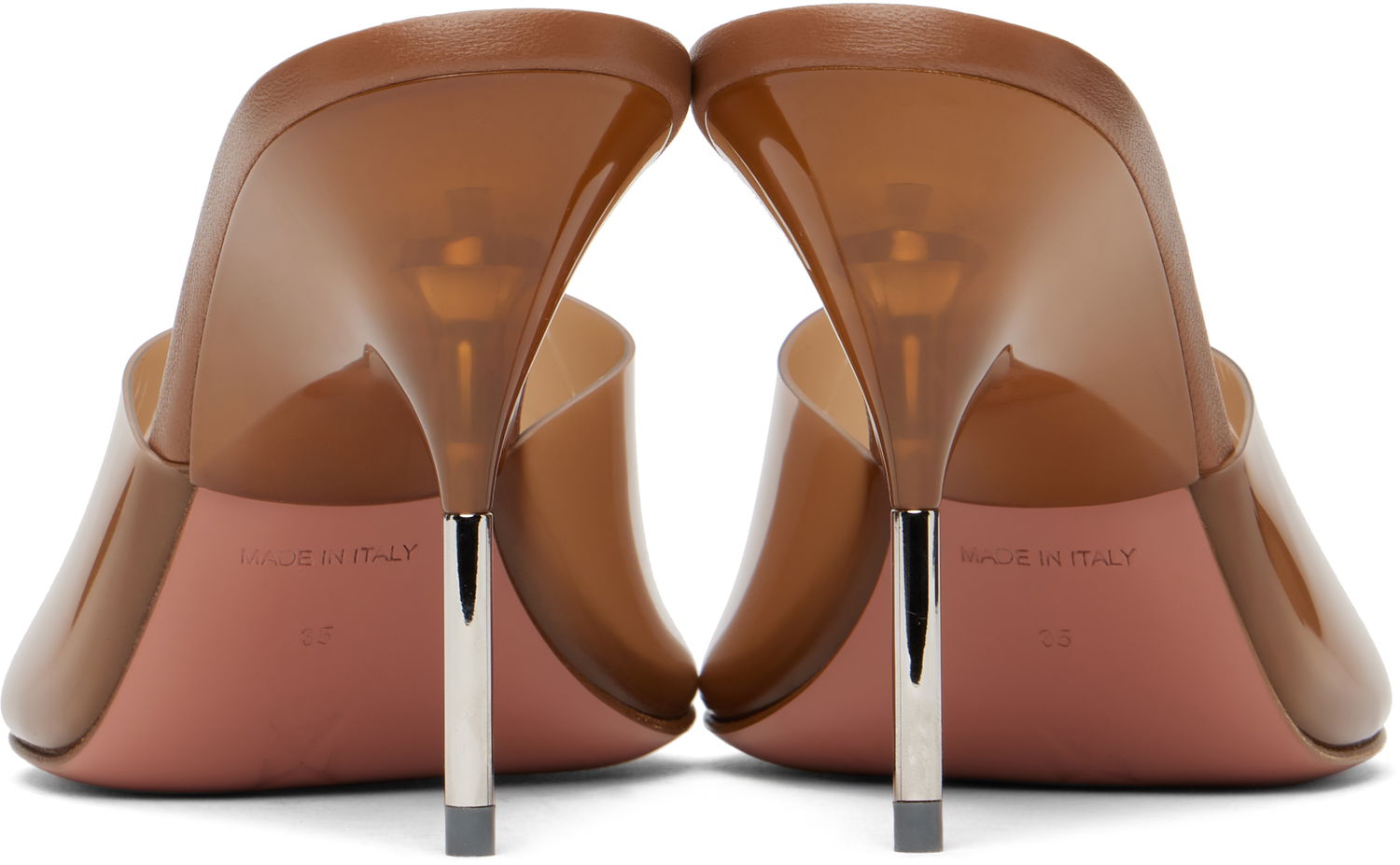 Doplnky Amina Muaddi Amina Muaddi Bianca Glass Slipper 95 Mules Hnedá | BIANCA GLASS SLIPPER 95, 1