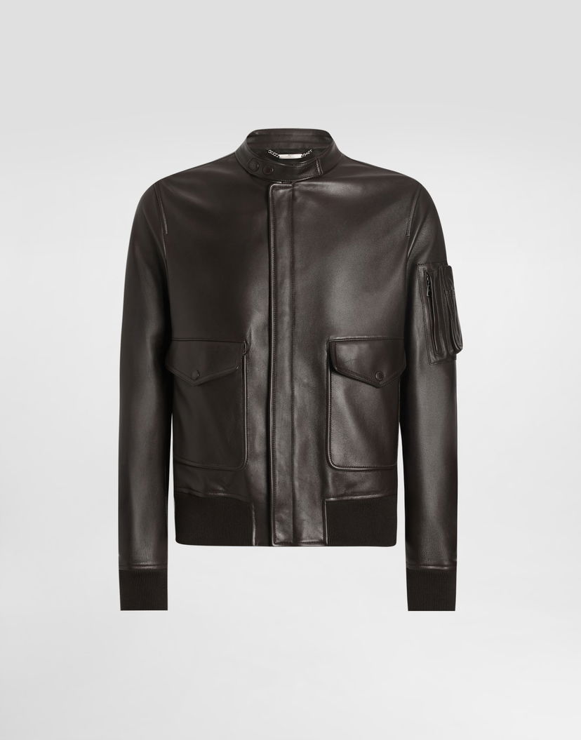 Bomber bunda Dolce & Gabbana Dolce & Gabbana Lambskin Bomber Jacket Hnedá | G9BPALHULW9M1213