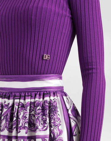Sveter Dolce & Gabbana Dolce & Gabbana Cropped Ribbed Viscose Sweater Fialová | FXXAOTJFMZYF0373, 3