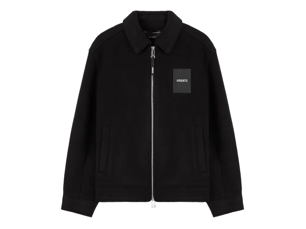 Black Wool Zip-Up Shirt Jacket