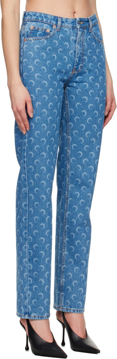 Džínsy Marine Serre Marine Serre Moon Laser Loose Jeans Modrá | WPA128A CDEN0002, 1