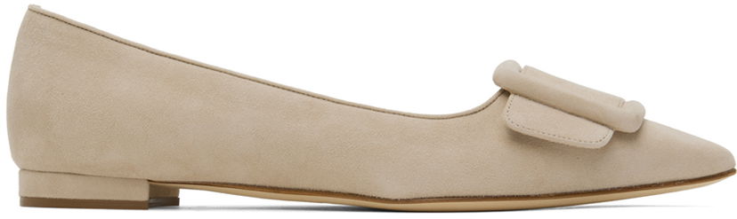 Oblečenie Manolo Blahnik Manolo Blahnik Maysale Suede Ballerina Flats Béžová | 322-2402