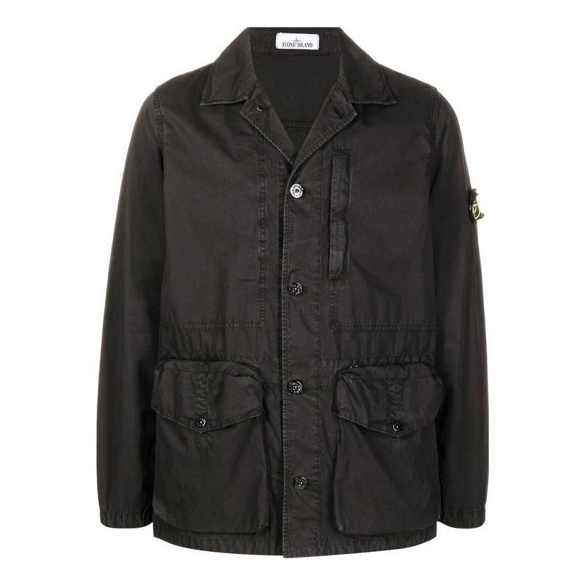 Bunda Stone Island Stone Island Logo Patch Button Fastening Jacket Čierna | 7615439WN-V0129