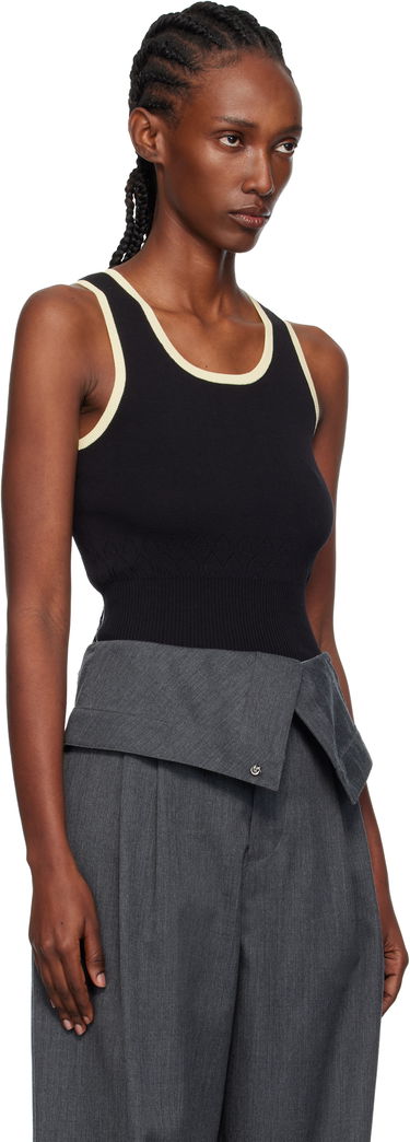 Tielko JW Anderson JW Anderson Contrast Trim Ribbed Knit Tank Top Čierna | KW1442-YN0432, 1