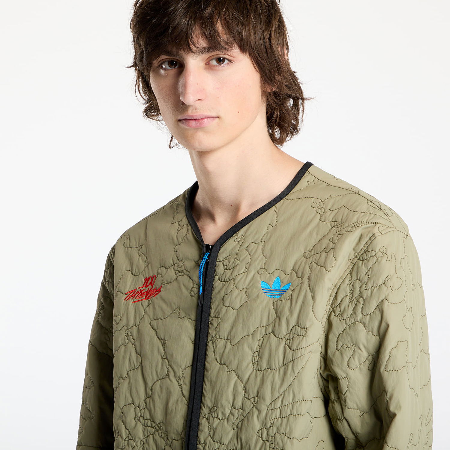 Prešívaná bunda adidas Originals adidas x 100 Thieves Quilted Liner Jacket Zelené | JM3257, 1