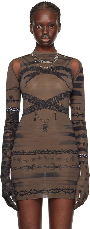 Šaty Jean Paul Gaultier Edition Printed Mesh Dress Hnedá | 23/14-F-TO091-J522-700200, 0