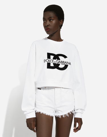 Mikina Dolce & Gabbana Jersey Sweatshirt With Dg Logo Embroidery Biela | F9R55ZGDB7BW0800, 3
