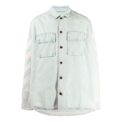 Košeľa Off-White Off-White Denim Shirt Jacket Modrá | OMYD017R203860187101, 0