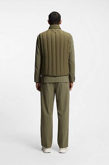 Vesta BOSS Lightweight gilet with vertical quilting Zelené | 50552653, 1