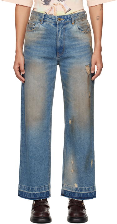 Džínsy We11done We11done Grunge Wide Leg Jeans Modrá | WD-DP3-24-359-W-BL, 0