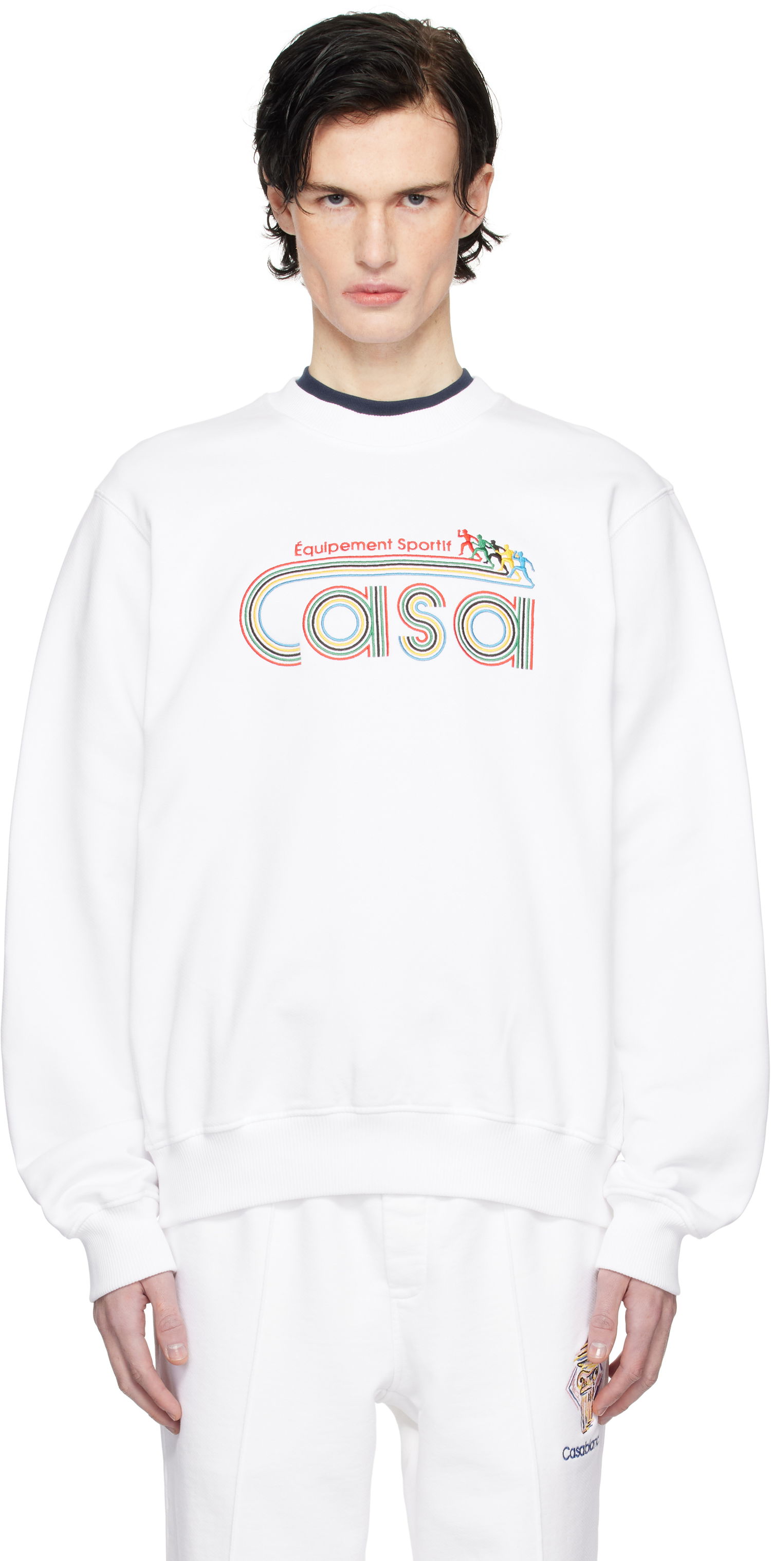 Mikina Casablanca White 'Equipement Sportif' Embroidered Sweatshirt Biela | MPS25-JTP-293-02, 0