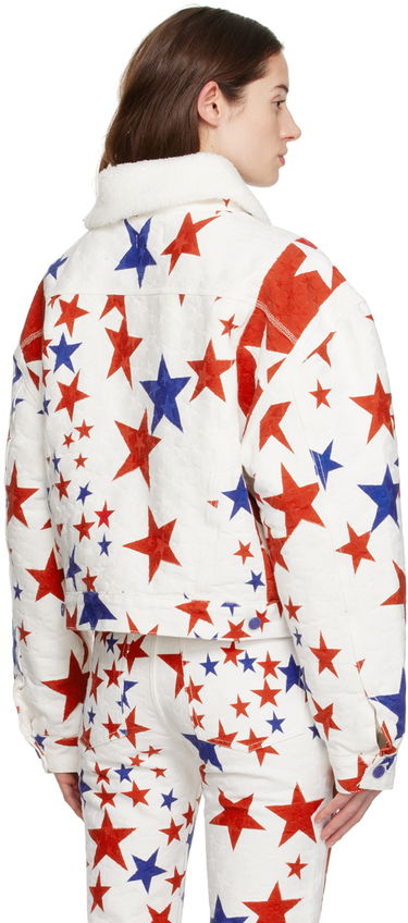 Bunda ERL Printed Jacquard Denim Jacket Biela | ERL05J022, 2