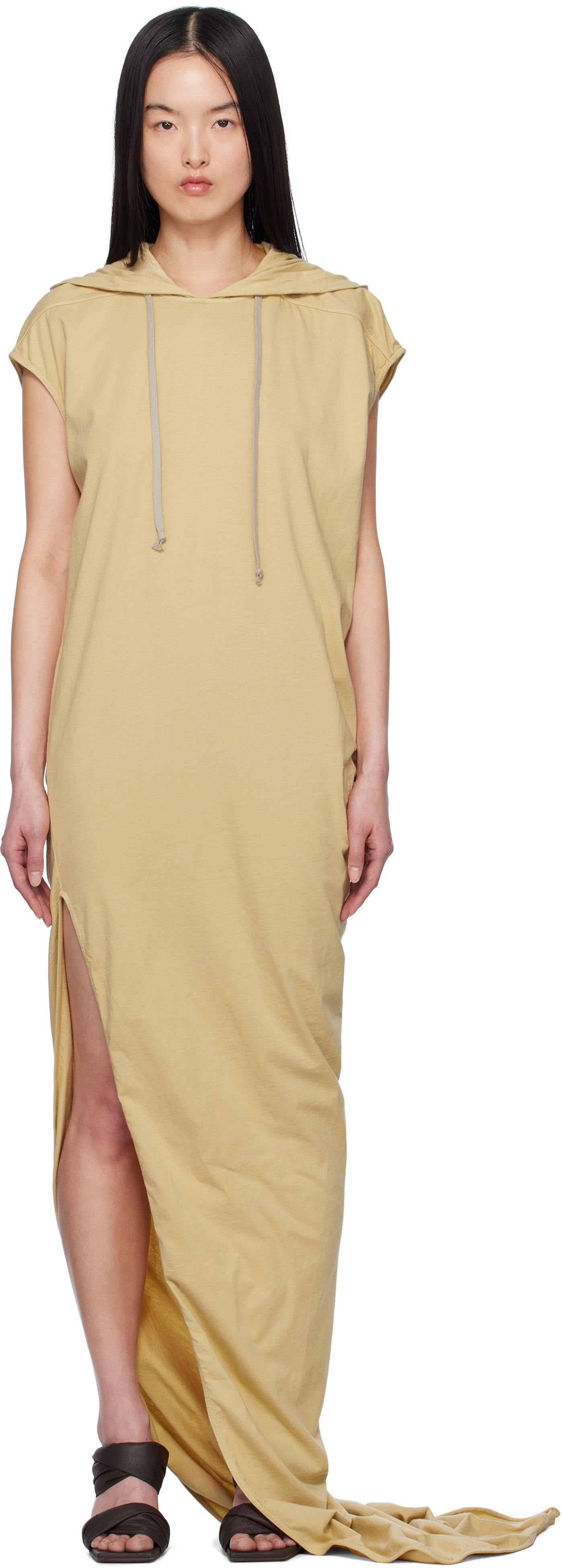 Šaty Rick Owens Rick Owens DRKSHDW Hollywood Edfu T-Shirt Maxi Dress Béžová | DS01E3517 RN, 0