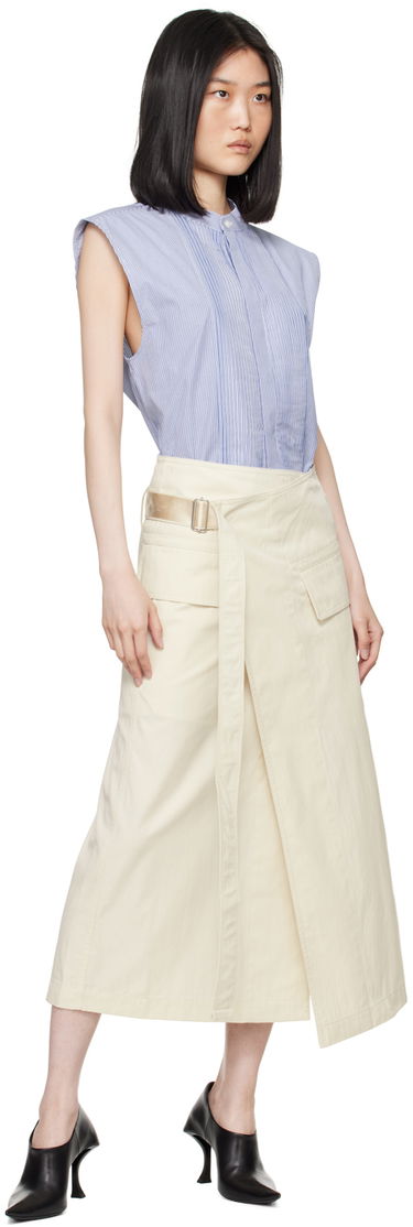 Crop Top Helmut Lang Sleeveless Tuxedo Shirt Modrá | O05HW598, 3