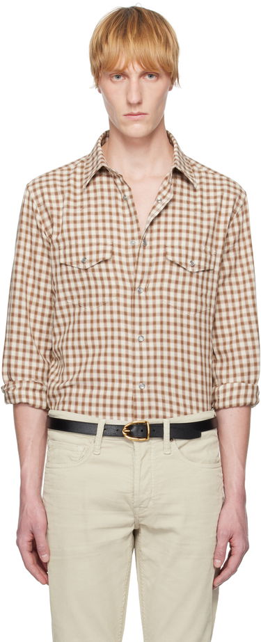 Košeľa Tom Ford TOM FORD Small Check Western Shirt Hnedá | HDS001-FMC202S25, 0