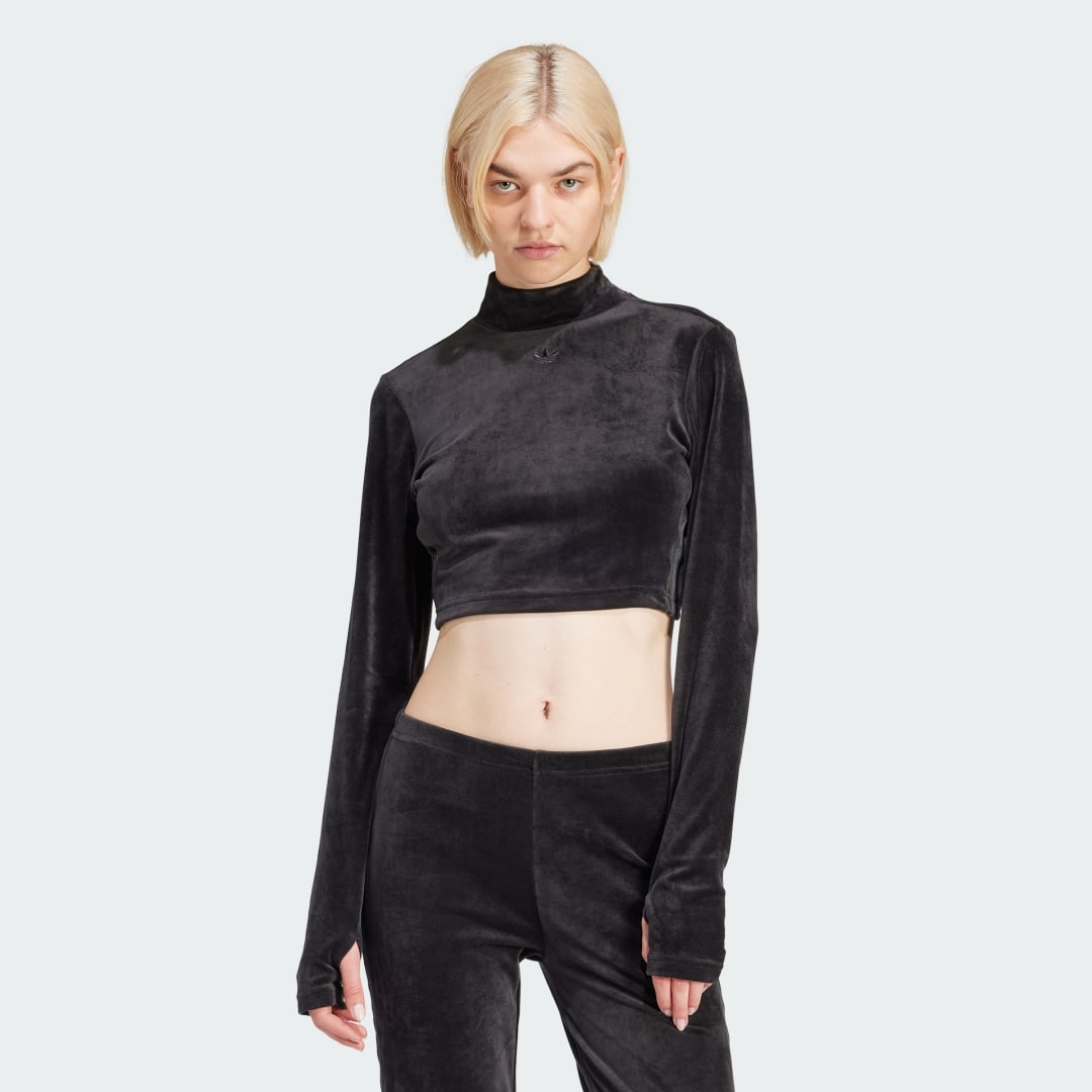 Crop Top adidas Originals Top Velvet Crop Čierna | IT9660, 1