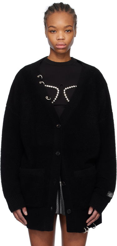 Sveter We11done We11done Pierced Oversized Cashmere Cardigan Čierna | WD-KC0-25-673-W-BK, 0