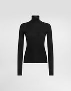 Dolce & Gabbana Ribbed Wool Zip Turtleneck Pullover