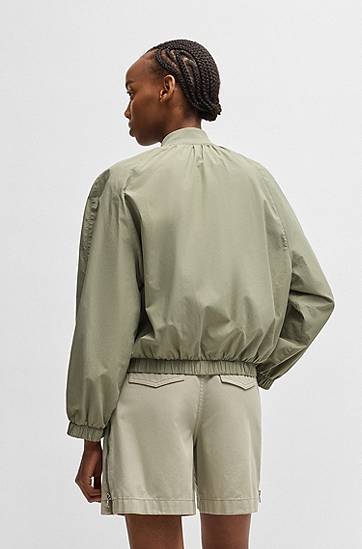 Bomber bunda BOSS HUGO Paper-Touch Cotton Bomber Jacket Zelené | 50536970, 1