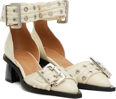 Tenisky a topánky GANNI GANNI Buckle Open Cut Heels Biela | S2902, 3