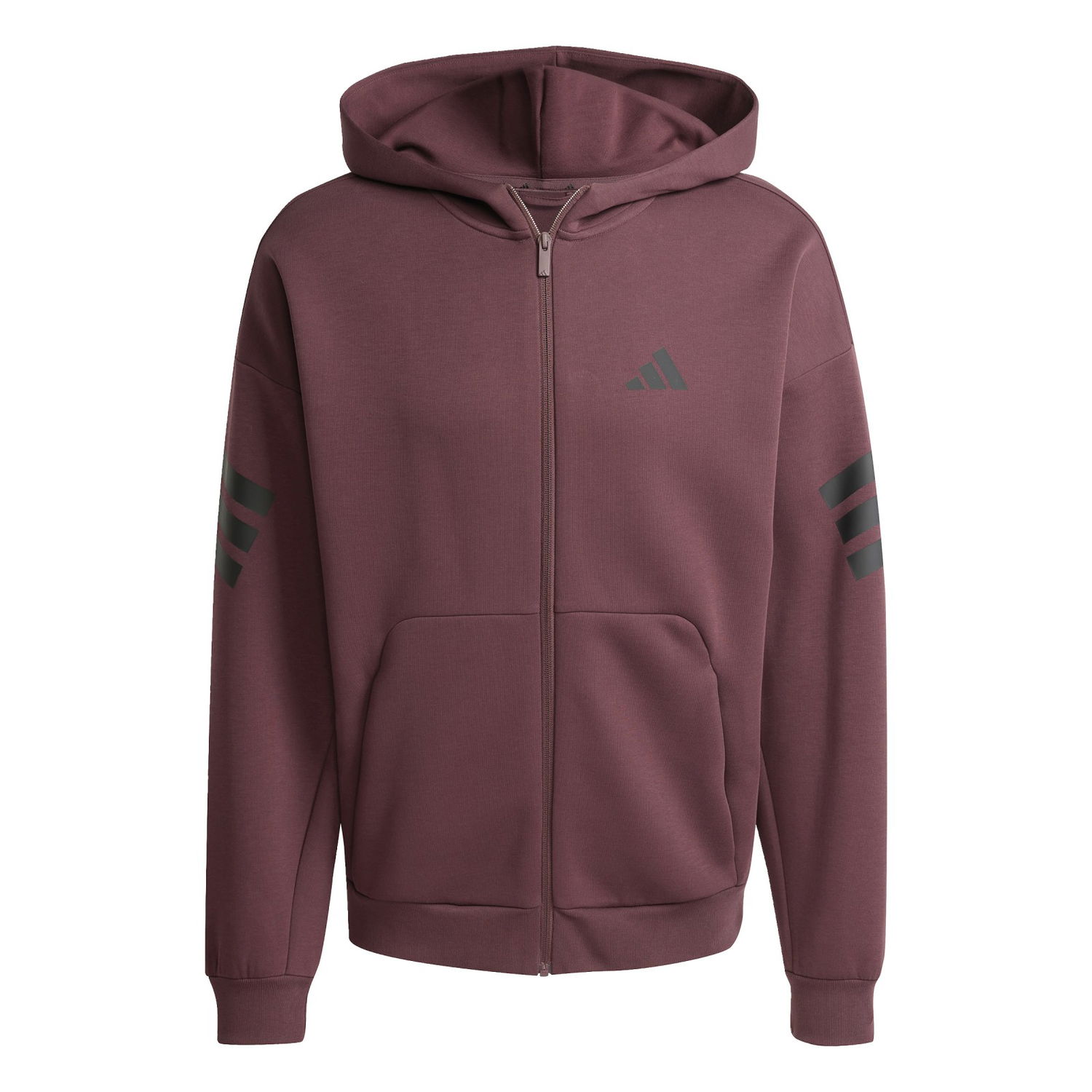 Mikina adidas Performance 3-Stripes Full-Zip Hoodie Vínová | JD4830, 0