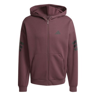 Mikina adidas Performance 3-Stripes Full-Zip Hoodie Vínová | JD4830, 0